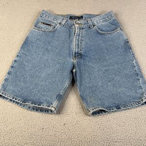 DENIM SHORTS Jorts Men 30 Blue Cotton Perry Ellis 5 Pocket Medium Wash 8" Inseam